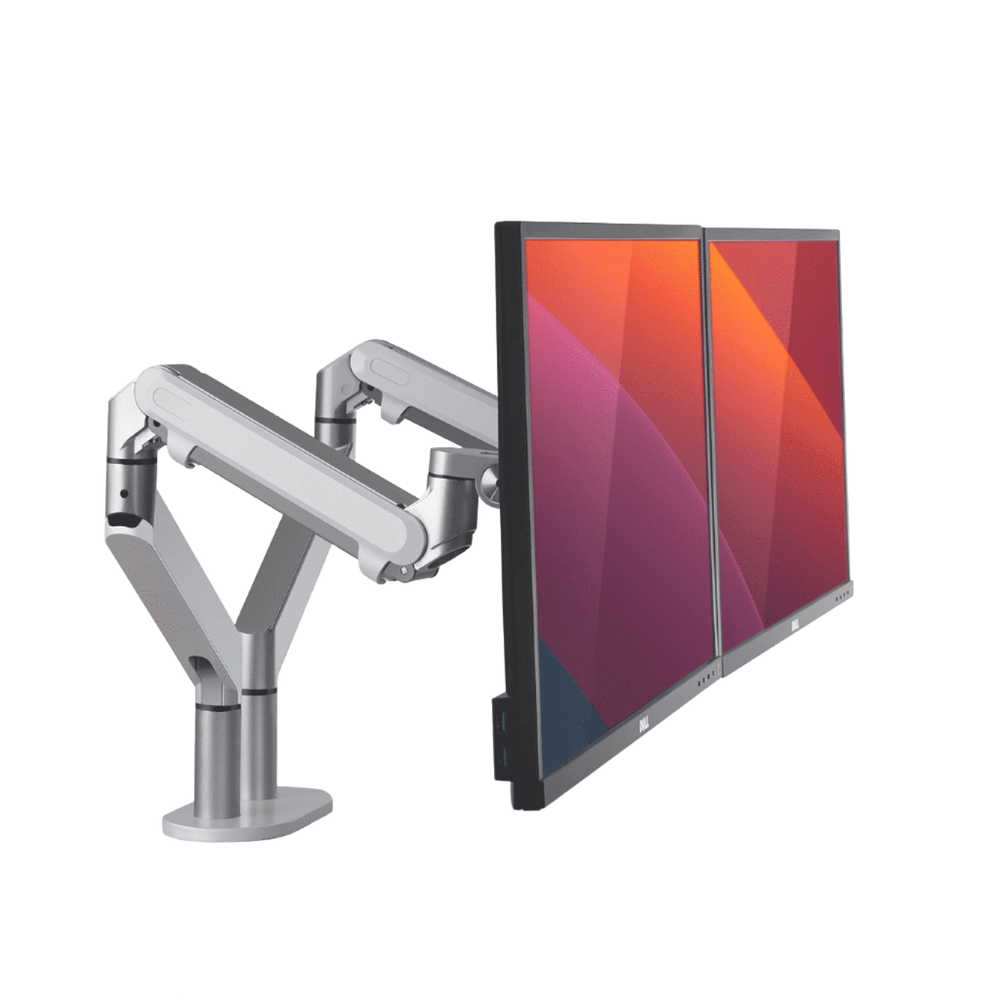 Alberenz® Braccio Doppio per Monitor con Molla a Gas Argento