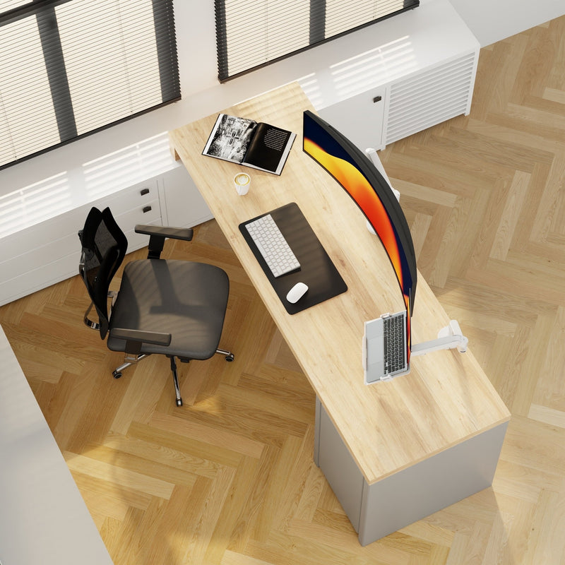 Alberenz® Supporto per monitor a molla a gas resistente bianco (fino a 57 pollici)