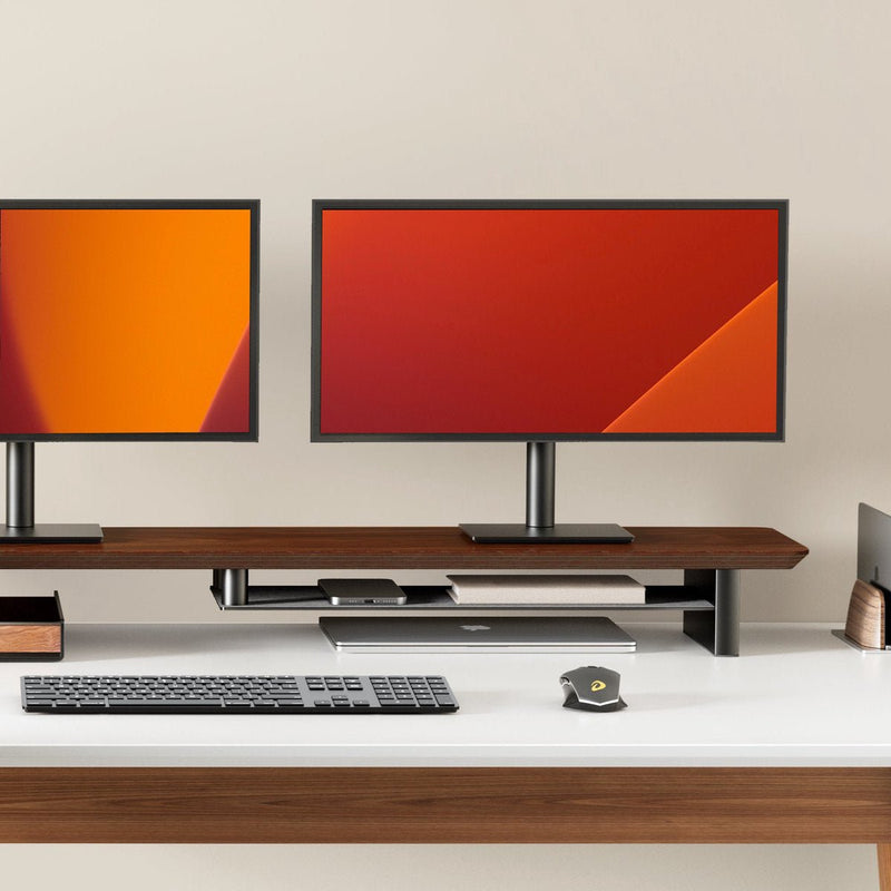 Alberenz® Supporto per monitor in legno di noce - 2 monitor