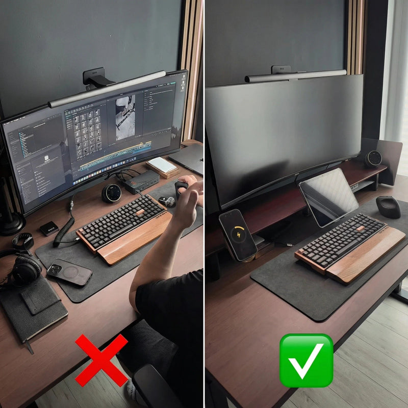 Alberenz® Supporto per monitor in legno di noce - 2 monitor