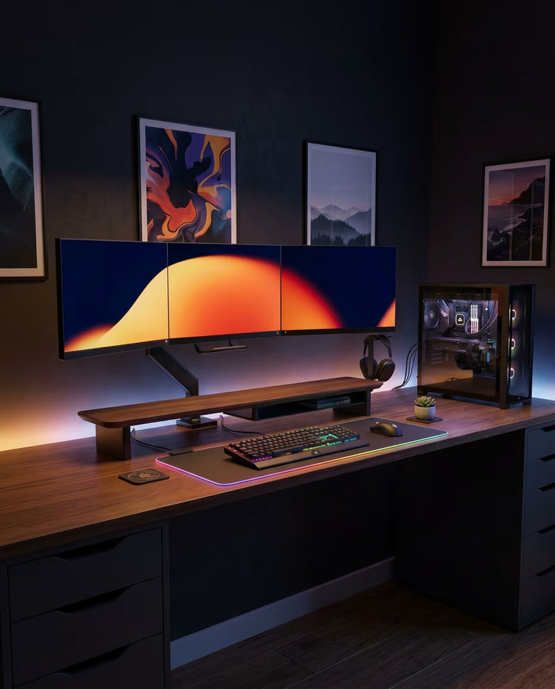 Alberenz® Supporto per monitor in legno di noce - 2 monitor