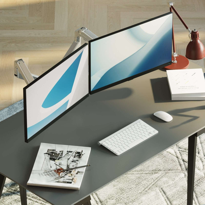 Alberenz® Braccio Doppio per Monitor con Molla a Gas Argento