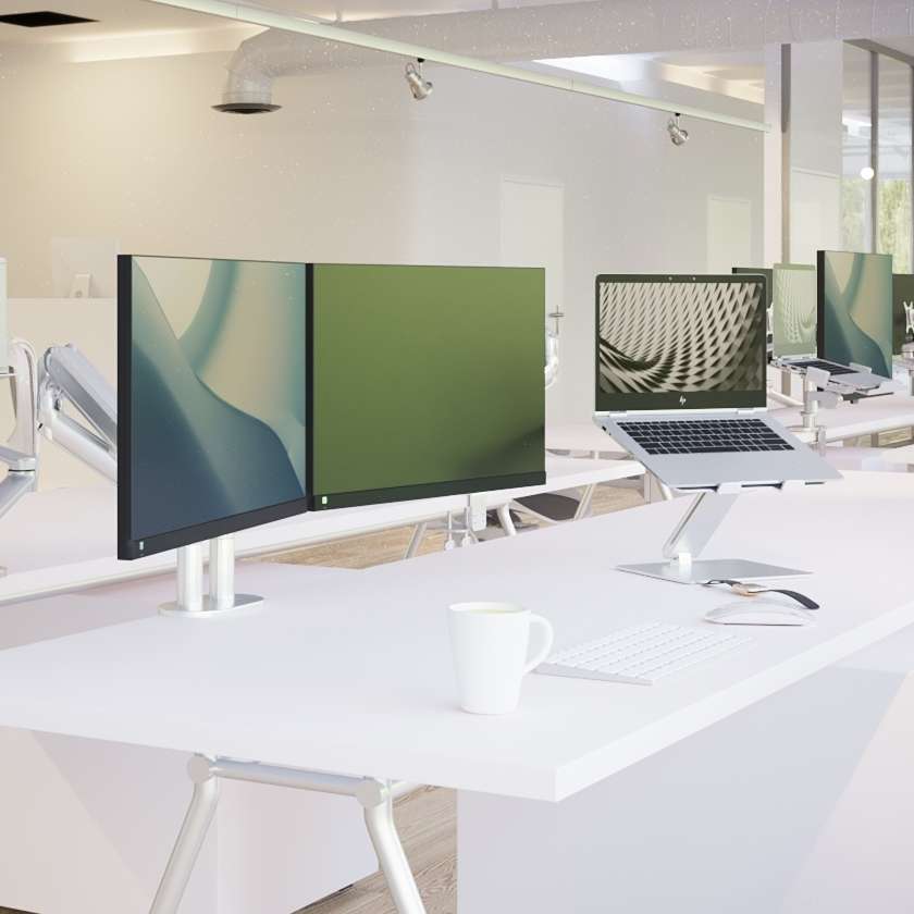 Alberenz® Braccio Doppio per Monitor con Molla a Gas Argento