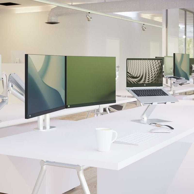 Alberenz® Braccio Doppio per Monitor con Molla a Gas Argento