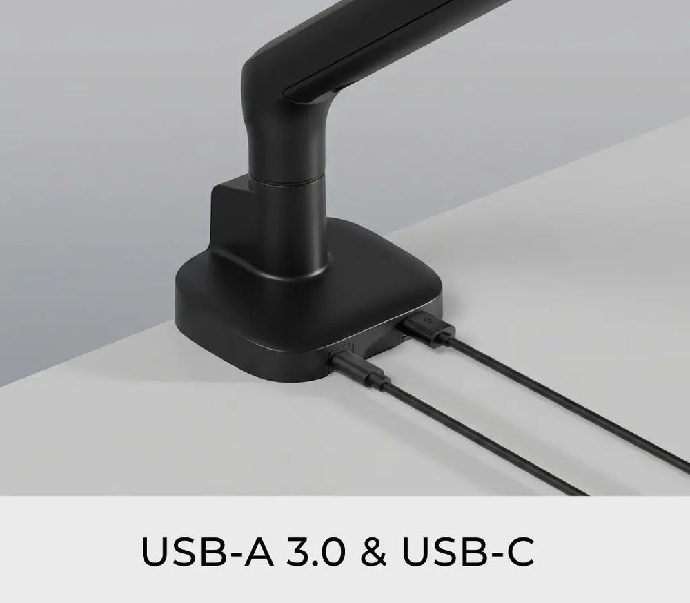Supporto doppio monitor Alberenz con molla a gas - Fino a 35" - Con USB - Nero