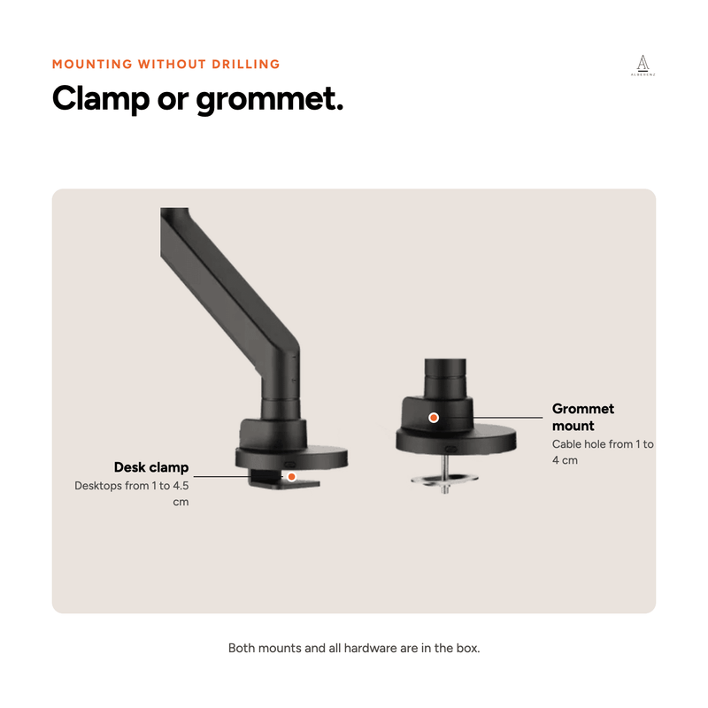 Alberenz® Supporto per monitor a molla a gas resistente (fino a 57 pollici)