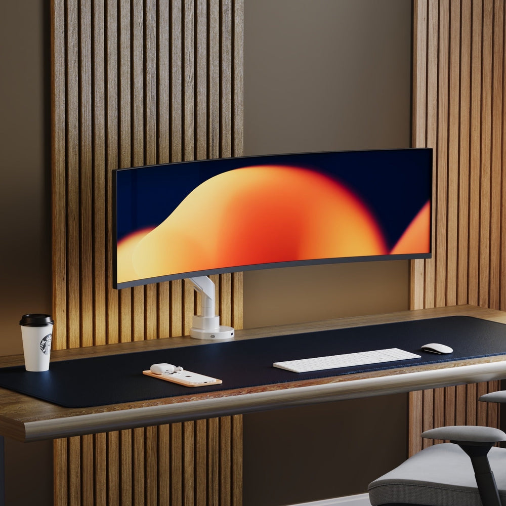 Alberenz® Supporto per monitor a molla a gas resistente bianco (fino a 57 pollici)