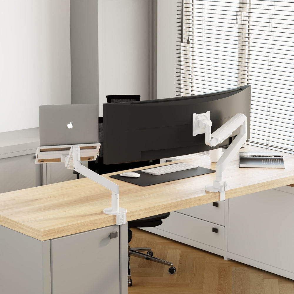 Alberenz® Supporto per monitor a molla a gas resistente bianco (fino a 57 pollici)