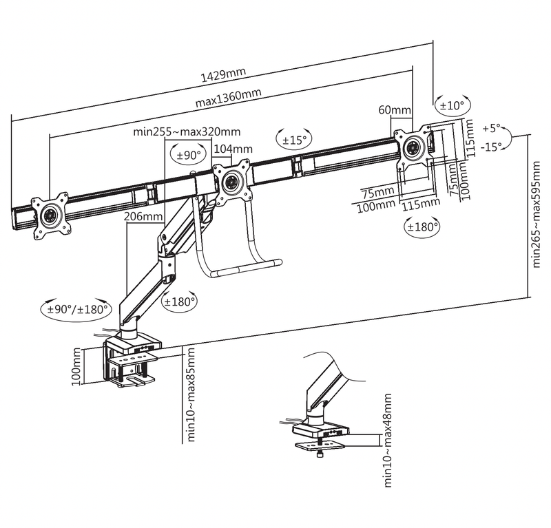 Supporto per monitor Alberenz® per 3 schermi