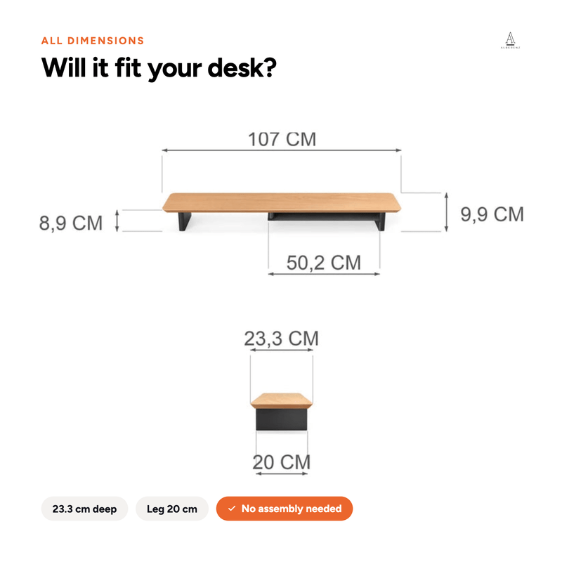 Alberenz® Supporto per monitor in legno di quercia - 2 monitor