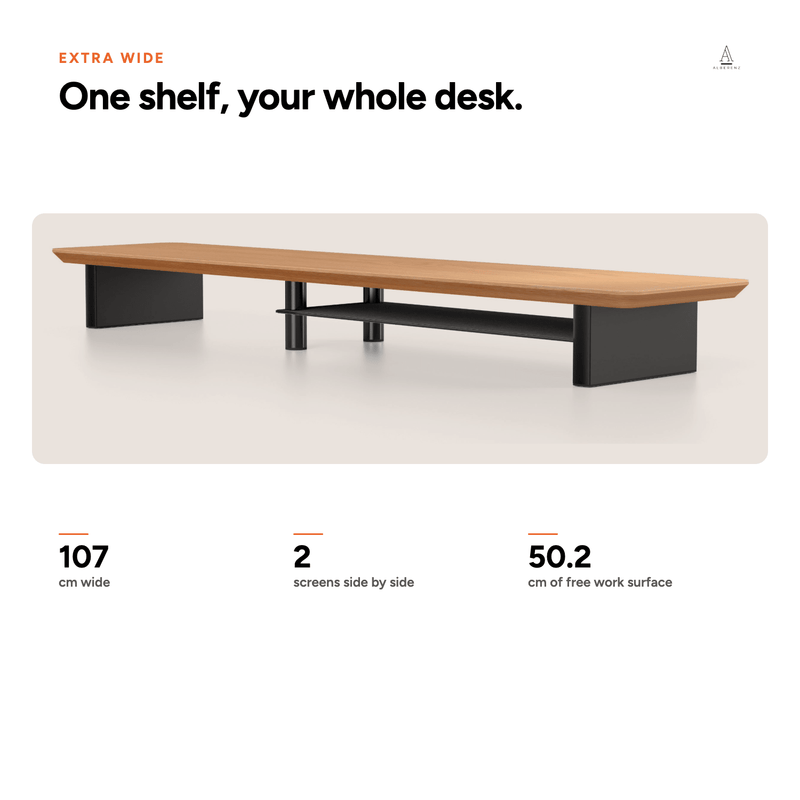 Alberenz® Supporto per monitor in legno di quercia - 2 monitor