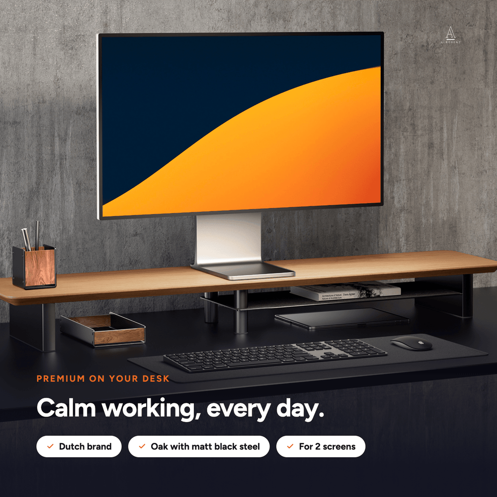 Alberenz® Supporto per monitor in legno di quercia - 2 monitor