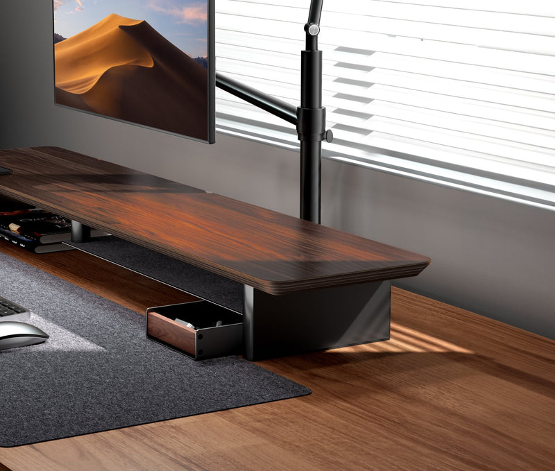 Alberenz® Supporto per monitor in legno di noce - 2 monitor