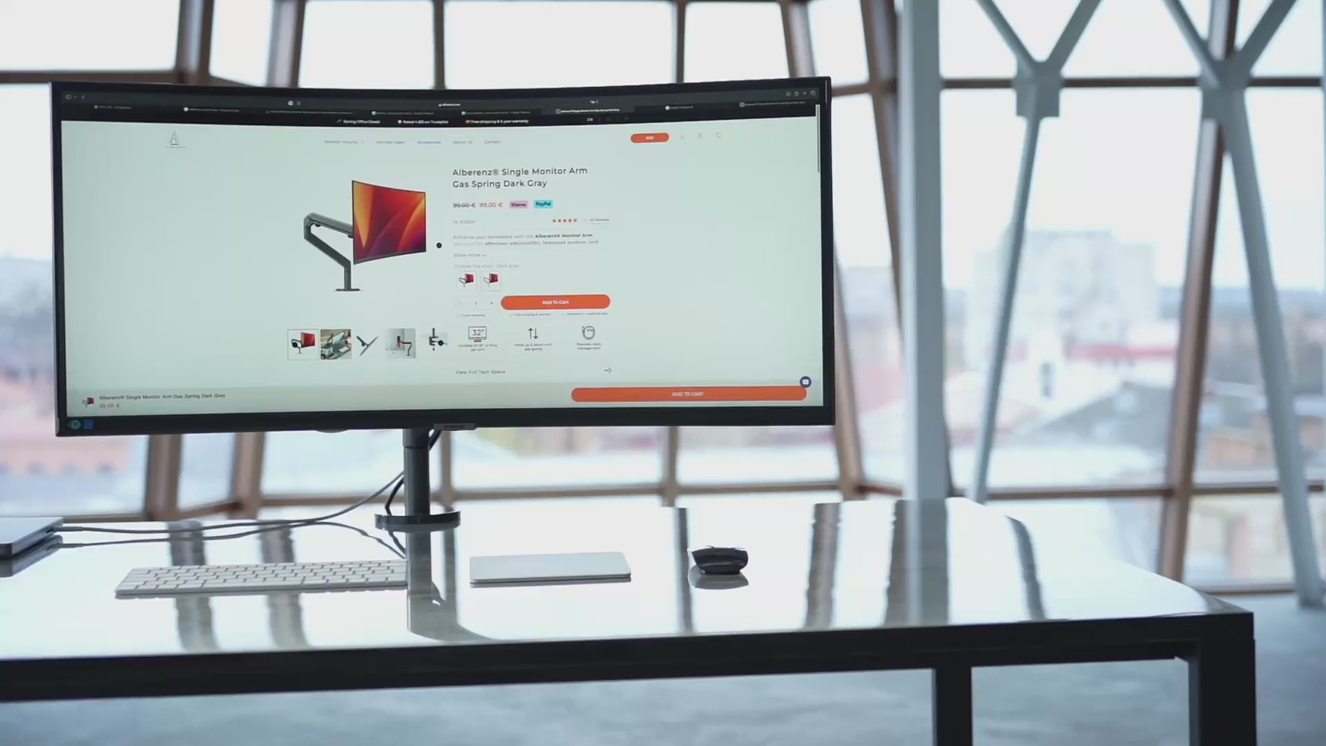 Alberenz® Braccio Singolo per Monitor a Molla a Gas Grigio Scuro
