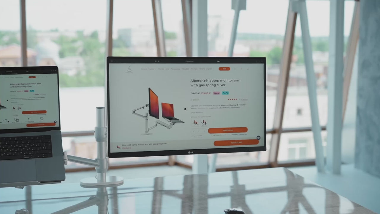 Alberenz® braccio per monitor laptop con molla a gas argento